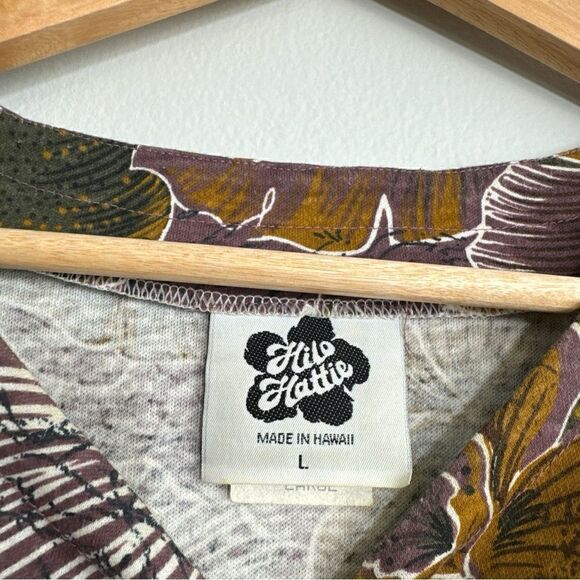 Hilo Hattie Women Short Sleeve Hawaiian Maxi Dress Size L Made In Hawaii Purple - Picture 2 of 8